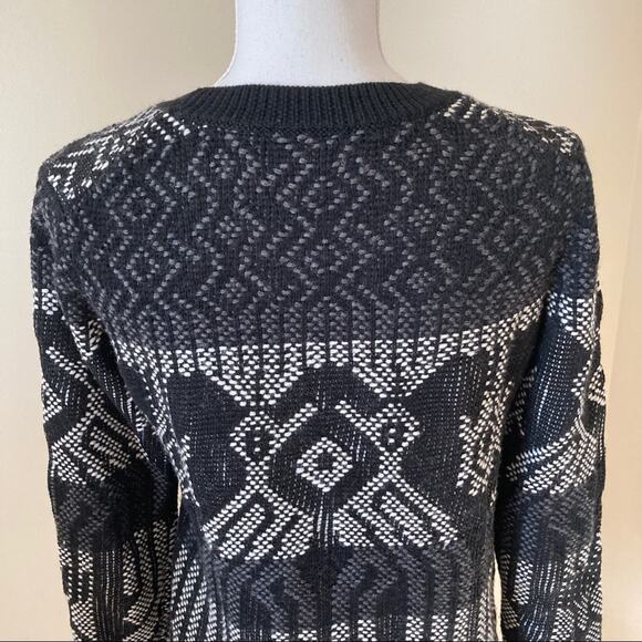 J. Crew Sweater Mix Stitch Blanket XS Black White - Picture 5 of 12